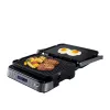 ELDOM GK200 GRILO Grill de contacto 2000W con termostato regulable, placas antiadherentes, Negro/Plata