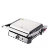ELDOM GK200 GRILO Grill de contacto 2000W con termostato regulable, placas antiadherentes, Negro/Plata