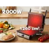 ELDOM GK200 GRILO Grill de contacto 2000W con termostato regulable, placas antiadherentes, Negro/Plata