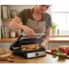 ELDOM GK200 GRILO Grill de contacto 2000W con termostato regulable, placas antiadherentes, Negro/Plata