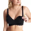 MOMCOZY YN46 Sujetador de lactancia sin costuras con soporte floral Negro 2XL