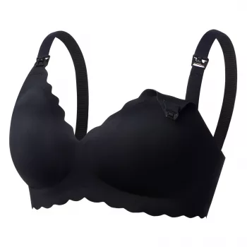 MOMCOZY YN46 Sujetador de lactancia sin costuras con soporte floral Negro 3XL
