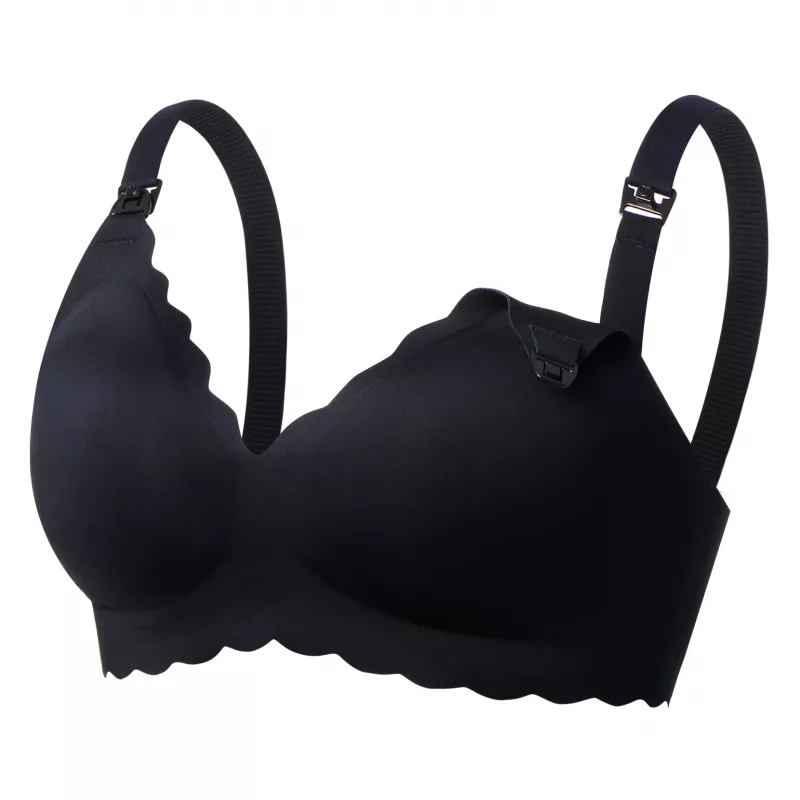 MOMCOZY YN46 Sujetador de lactancia sin costuras con soporte floral Negro 3XL