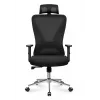 MARK ADLER MA-Manager 3.5 Silla de oficina ejecutiva negra con reposacabezas, piel ecológica, base cromada