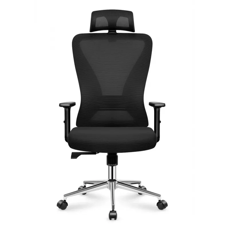 MARK ADLER MA-Manager 3.5 Silla de oficina ejecutiva negra con reposacabezas, piel ecológica, base cromada
