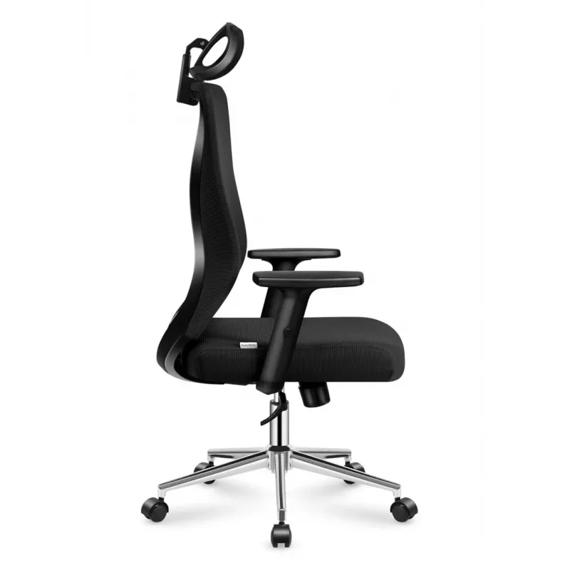 MARK ADLER MA-Manager 3.5 Silla de oficina ejecutiva negra con reposacabezas, piel ecológica, base cromada