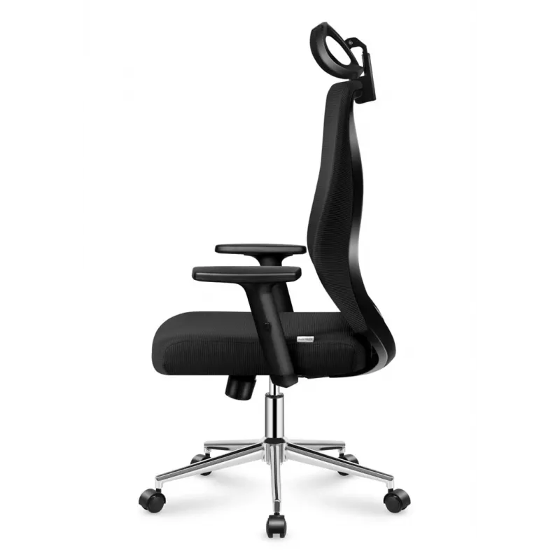 MARK ADLER MA-Manager 3.5 Silla de oficina ejecutiva negra con reposacabezas, piel ecológica, base cromada