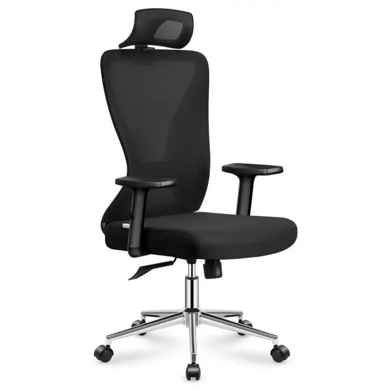 MARK ADLER MA-Manager 3.5 Silla de oficina ejecutiva negra con reposacabezas, piel ecológica, base cromada