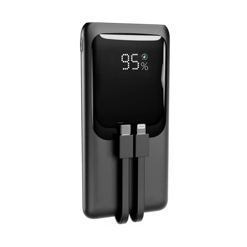Gembird PB10-PD20-LCD-01 Batería externa con cables integrados, carga rápida 20W, 10000 mAh, Negro
