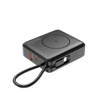 Gembird PB10-WPC15-LCD-01 Batería externa de carga rápida con cargador inalámbrico, 20 W, 10000 mAh, Negro
