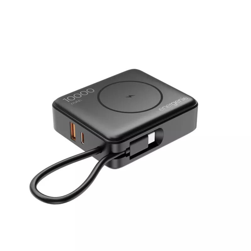 Gembird PB10-WPC15-LCD-01 Batería externa de carga rápida con cargador inalámbrico, 20 W, 10000 mAh, Negro