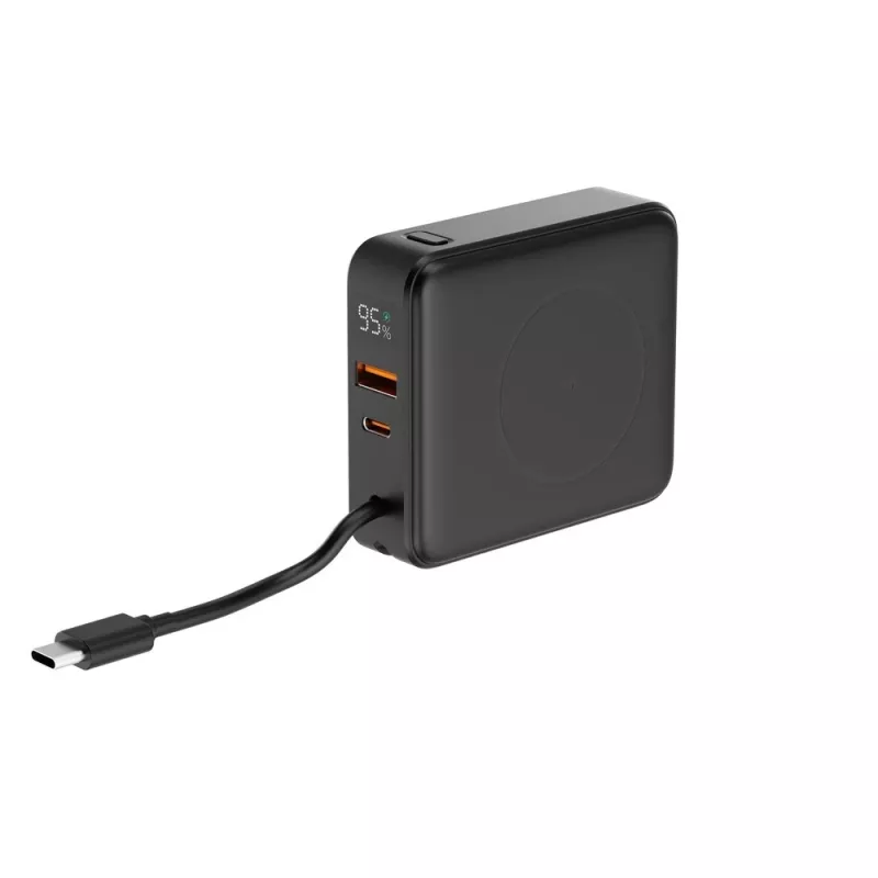 Gembird PB10-WPC15-LCD-01 Batería externa de carga rápida con cargador inalámbrico, 20 W, 10000 mAh, Negro