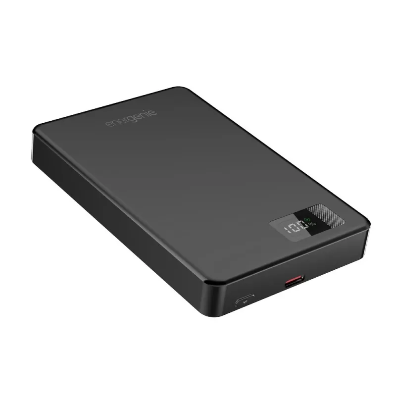 Gembird PB10-WPC15M-LCD-01 Batería externa inalámbrica magnética con LCD, 15W, 10000 mAh, Negro