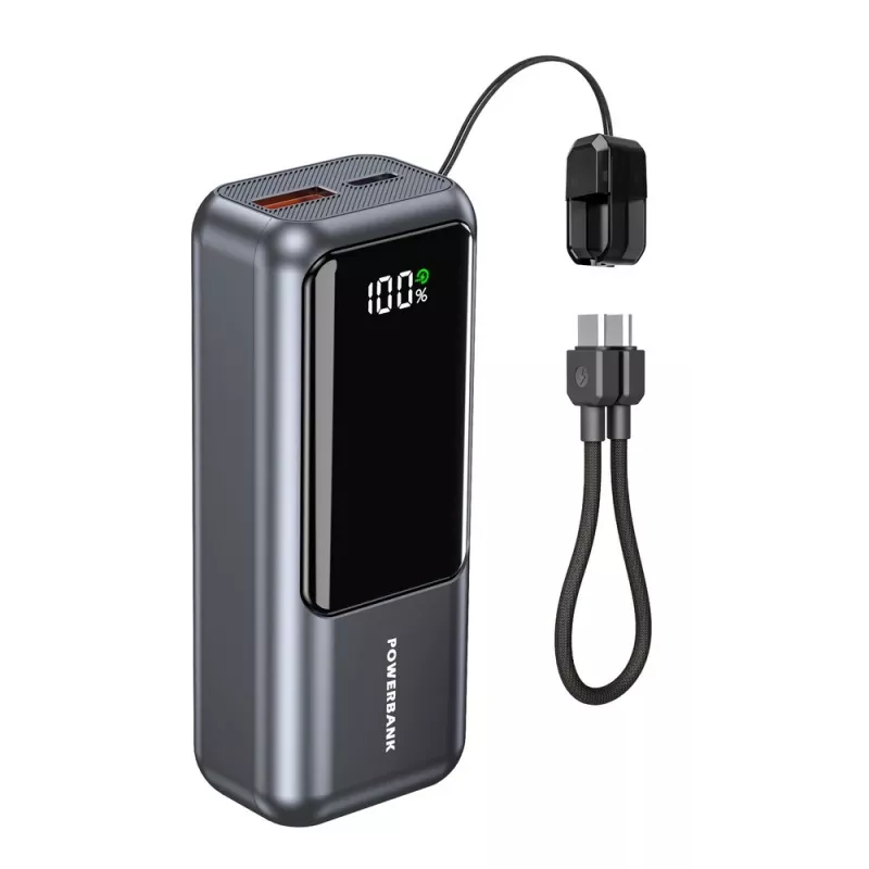 Gembird PB10-PD20-LCD-02 Batería externa compacta de carga rápida con pantalla LCD, 20W, 10000 mAh, Space Grey