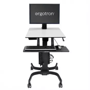 Ergotron WorkFit-C Single HD Estación de trabajo sentado-de pie - Carro móvil - negro, gris - 12,7 kg - 76,2 cm (30 pulgadas) - VESA 75x75, 100x100, 200x100, 200x200 - 360°