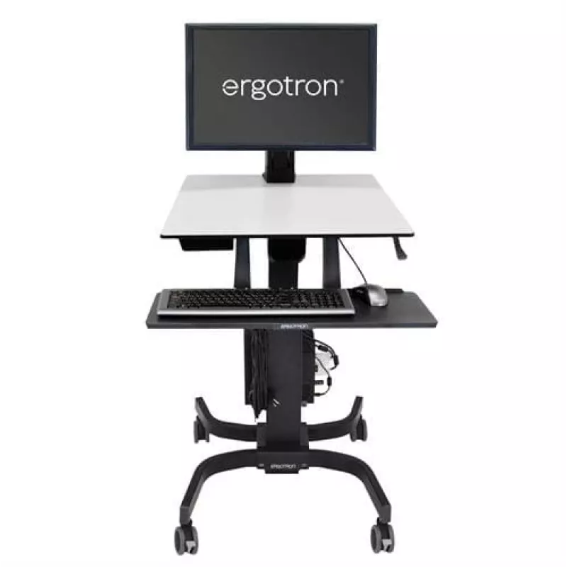 Ergotron WorkFit-C Single HD Estación de trabajo sentado-de pie - Carro móvil - negro, gris - 12,7 kg - 76,2 cm (30 pulgadas) - VESA 75x75, 100x100, 200x100, 200x200 - 360°