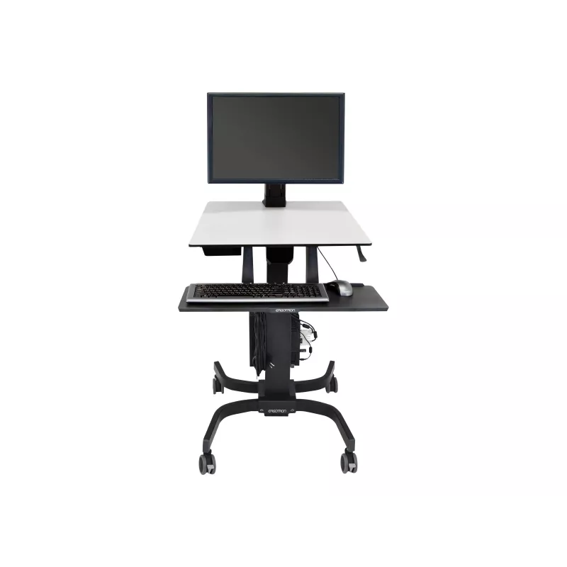 Ergotron WorkFit-C Single HD Estación de trabajo sentado-de pie - Carro móvil - negro, gris - 12,7 kg - 76,2 cm (30 pulgadas) - VESA 75x75, 100x100, 200x100, 200x200 - 360°