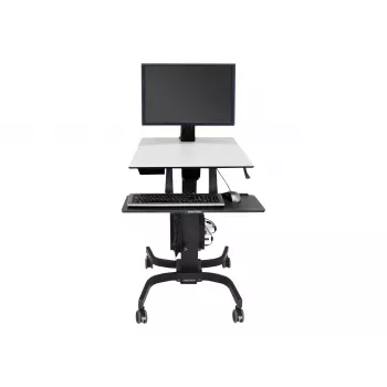 Ergotron WorkFit-C Single HD Estación de trabajo sentado-de pie - Carro móvil - negro, gris - 12,7 kg - 76,2 cm (30 pulgadas) - VESA 75x75, 100x100, 200x100, 200x200 - 360°