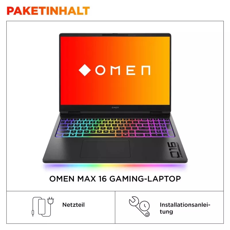 HP OMEN MAX 16-ah0193ng Portátil gaming 16,0 inch QHD IPS 240Hz, Intel Core Ultra 9 275HX, 32GB RAM, 1TB SSD, RTX 5080, Windows 11 Home