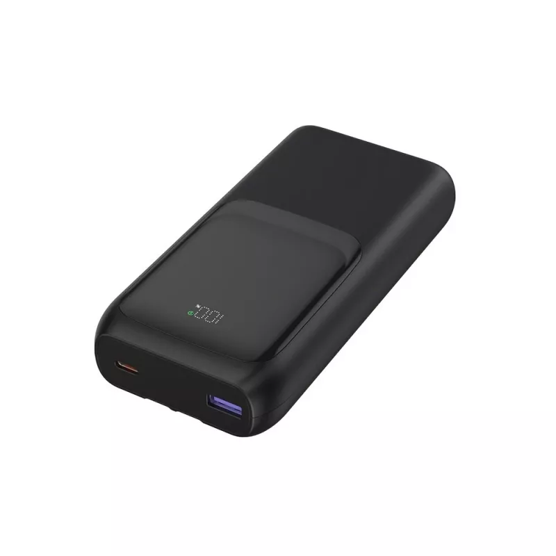 Gembird PB20-PD20-LCD-01 Batería externa de carga rápida con cables integrados, 20 W, 20000 mAh, negra
