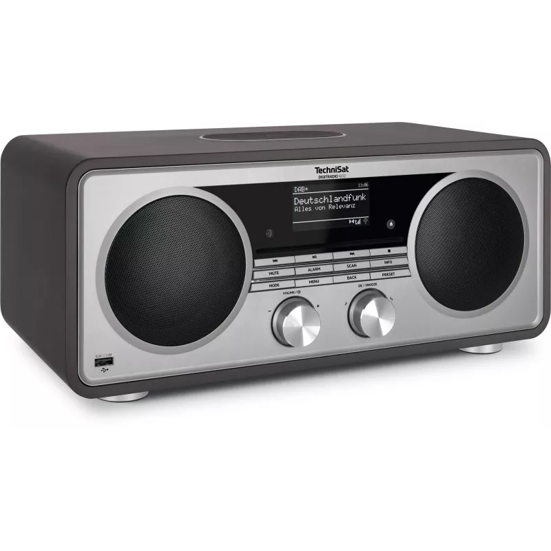 TechniSat DIGITRADIO 602 Radio DAB+/FM/Internet con Bluetooth, reproductor de CD y base de carga Qi - antracita/plata