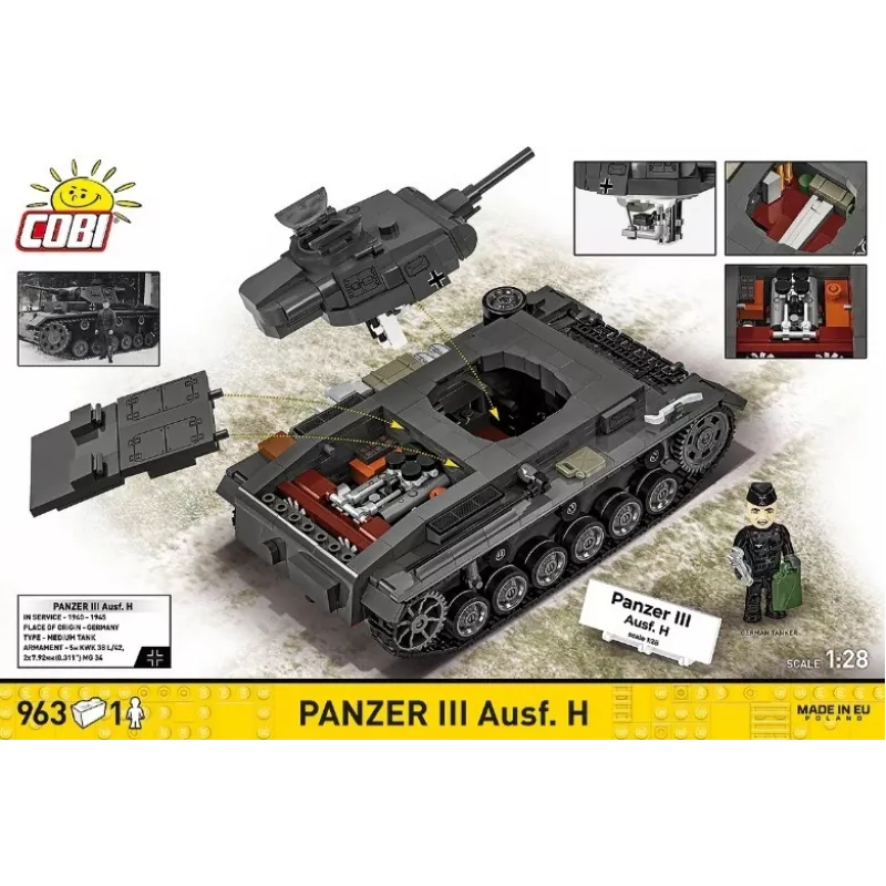 COBI 958 PCS HC WWII Panzer III Ausf. H Set de bloques de construcción