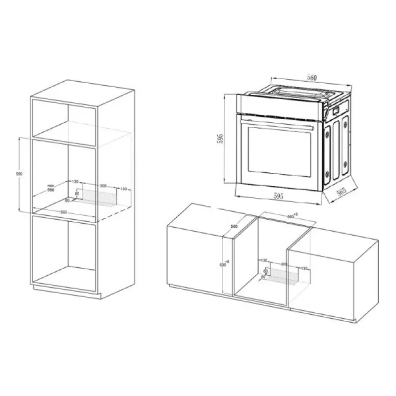 MPM-63-BO-30 Horno eléctrico empotrable Negro, 67L, 9 funciones, clase energética A