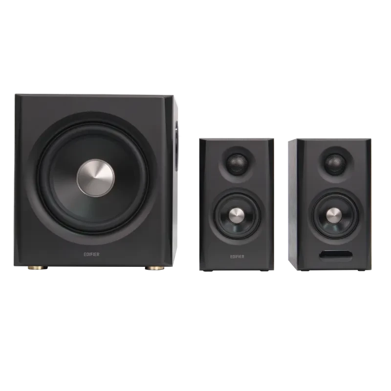 Edifier S355DB Sistema de altavoces de estantería 2.1 con subwoofer, Nogal