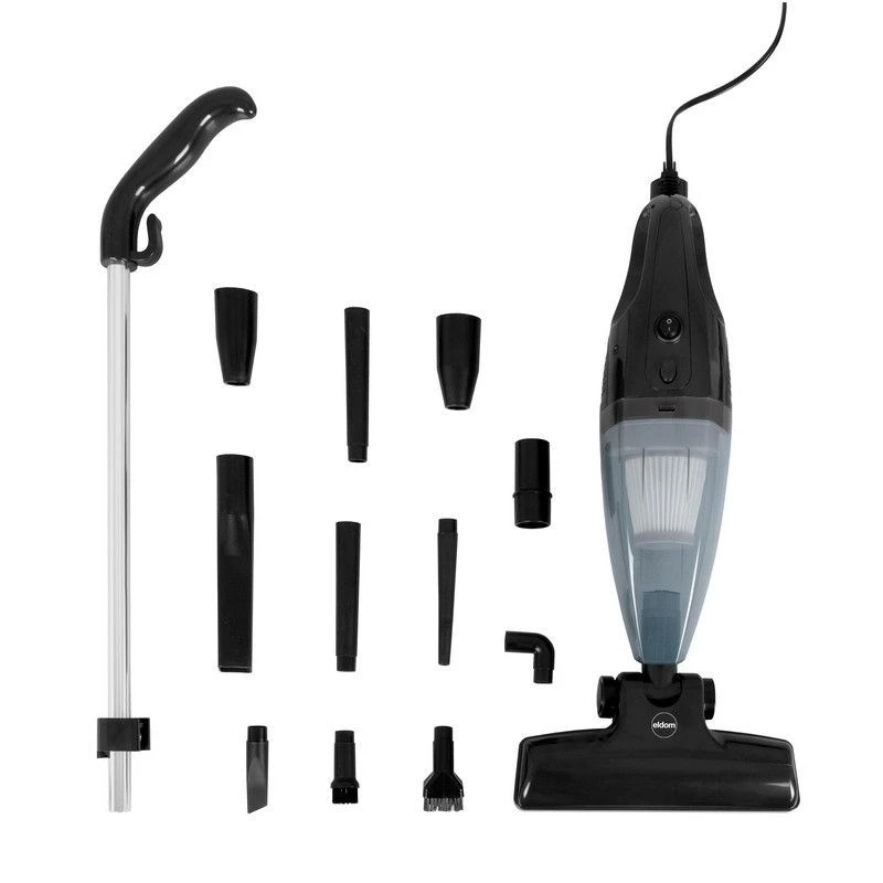 ELDOM OC600 2in1 TWINN Aspirador de batería, sin bolsa, HEPA, Negro/Gris con detalles rojos