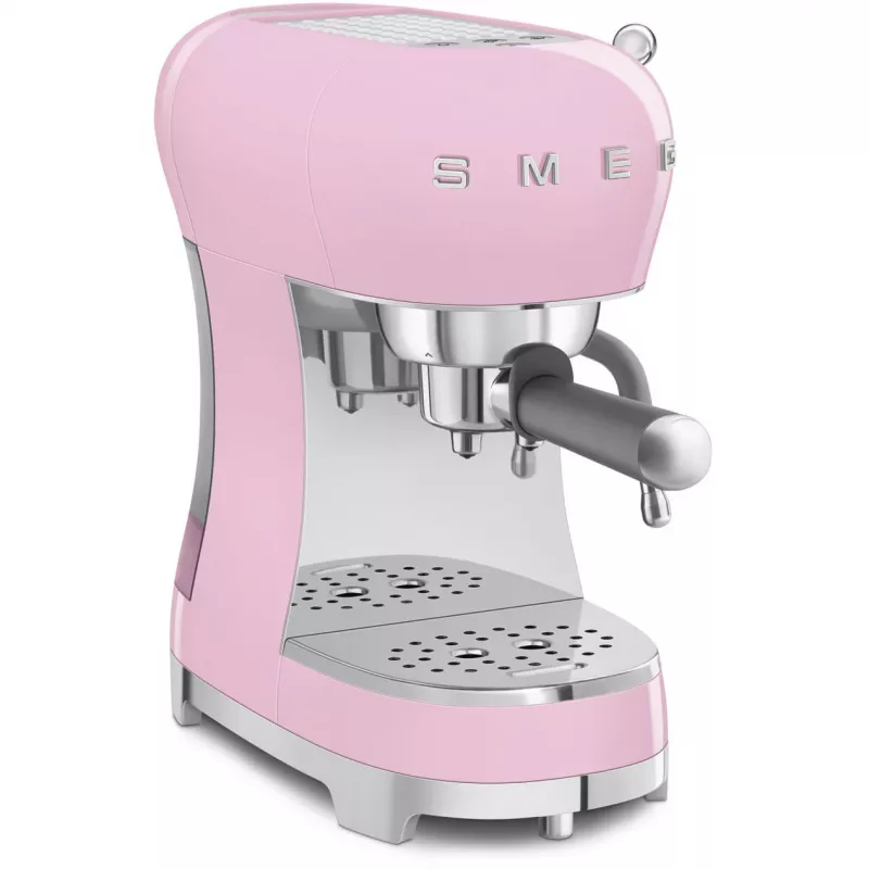 Smeg ECF02PKEU Cafetera espresso estilo retro años 50, 1350 W, Rosa