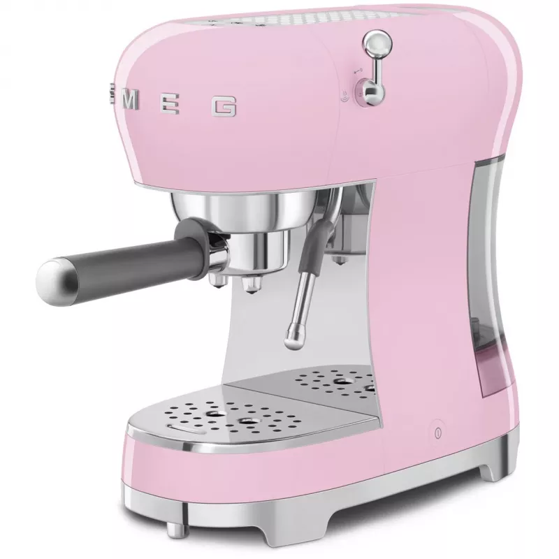 Smeg ECF02PKEU Cafetera espresso estilo retro años 50, 1350 W, Rosa
