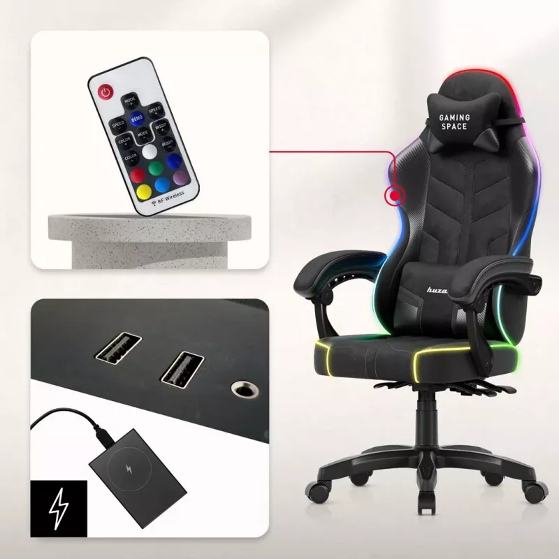 Huzaro Force 2.7 RGB Silla Gaming negra