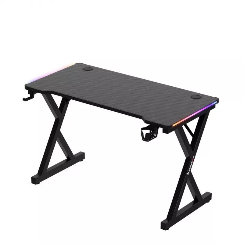 HUZARO Hero 2.3 RGB escritorio gaming - 1200x600mm, negro, Carbon Flex, RGB LED, altura fija