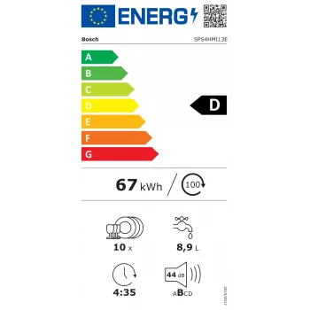 Bosch SPS4HMI13E lavavajillas independiente, 45 cm, clase energética D, inox