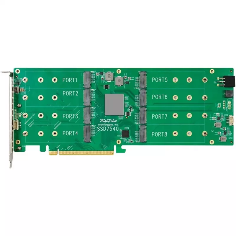 HighPoint Rocket 1508 tarjeta HBA NVMe de 8x puertos M.2 a PCIe 4.0 x16 con interfaz C