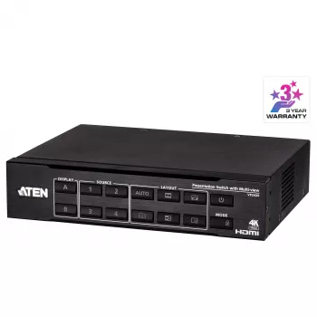 ATEN VP2420 conmutador de presentación 4x2 True 4K con Multi View