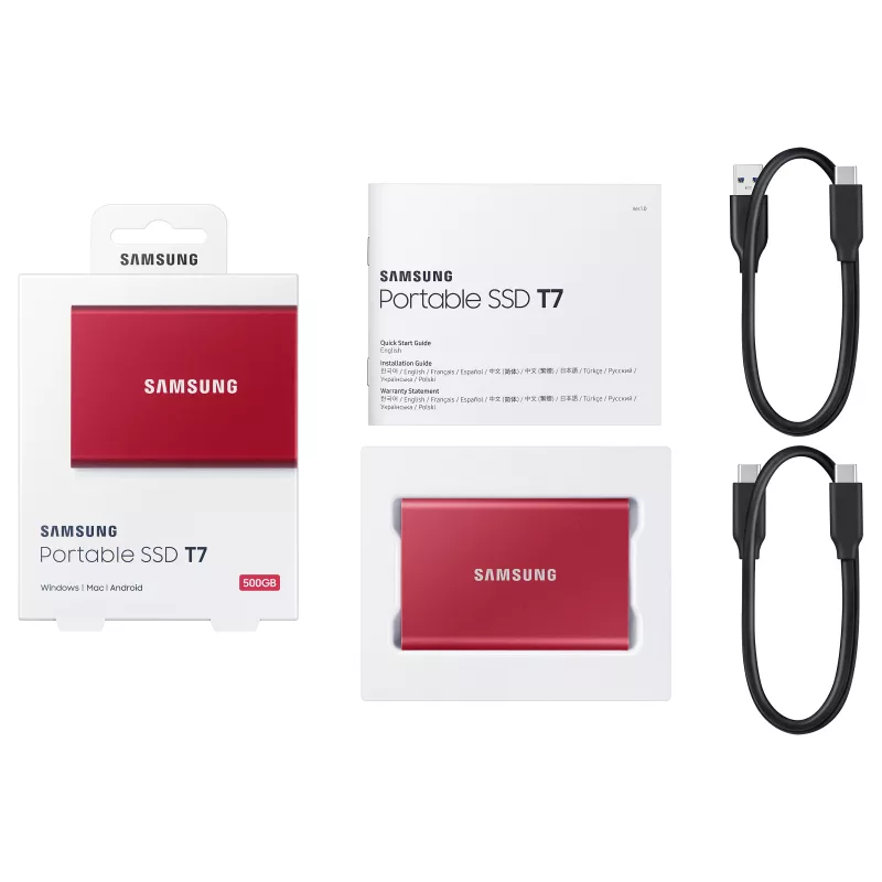 Samsung Portable SSD T7 500GB USB 3.2 Gen 2 Metallic Red Unidad de estado sólido externa