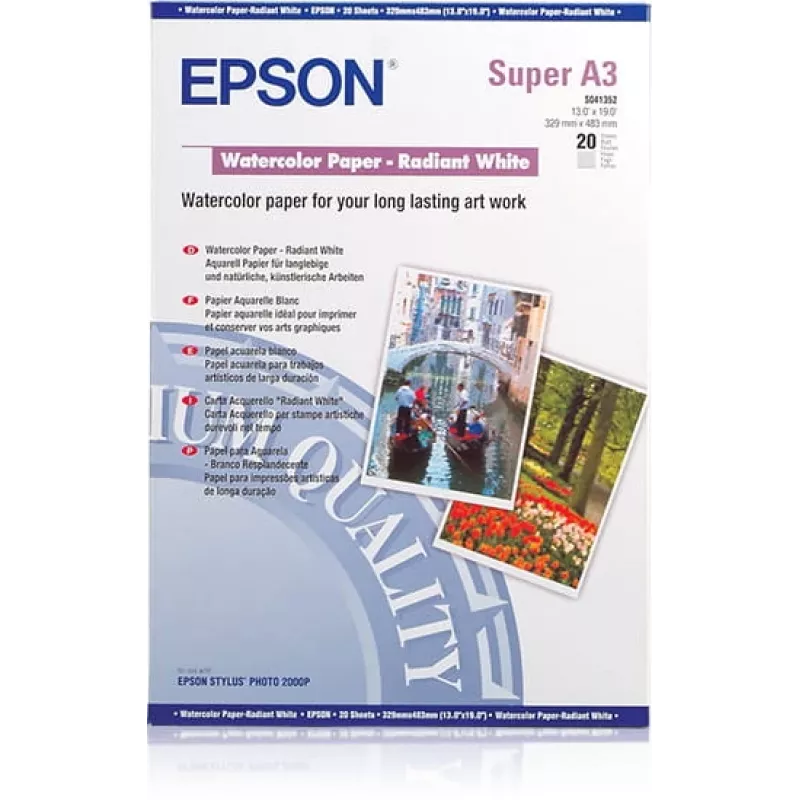 Epson papel WaterColor Radiant White A3+ 190 g/m² 20 hojas inkjet