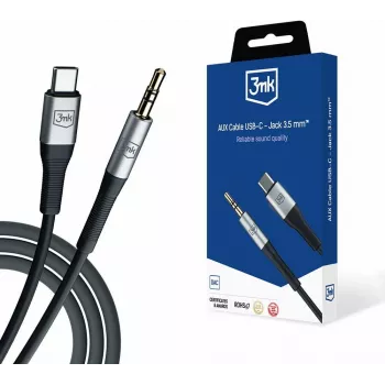 3MK Cable de audio AUX USB-C a jack 3,5 mm (12 cm) - Gris