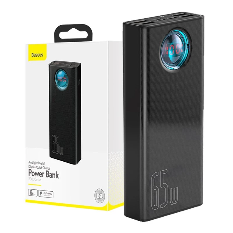 Baseus Amblight Batería externa 30000mAh, 4xUSB, USB-C, 65W, Negro