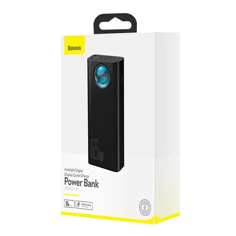 Baseus Amblight Batería externa 30000mAh, 4xUSB, USB-C, 65W, Negro