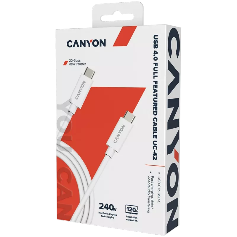 CANYON UC-42 Cable USB4 Type-C a Type-C 240W 20Gbps 2m Blanco