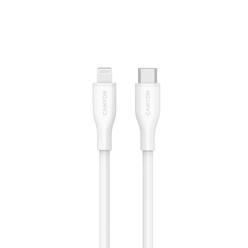 Canyon CLNM60SC10 cable USB-C a Lightning 1m 60W MFi silicona blanco