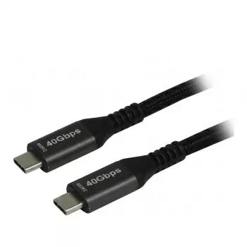 Synergy21 cable USB4 USB-C a USB-C 2,0m negro trenzado 40Gbps 240W Gen 3x2 chip E-Marker