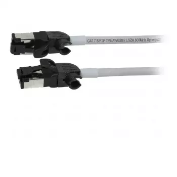 Synergy21 cable de parcheo RJ45, CAT6A 500 MHz, 0,25 m, gris, S/FTP, Slimline Round d=4,5 mm, TPE/LSZH (Superflex), AWG28, con conectores CAT7 sin crimpar, conector giratorio