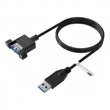 EFB cable alargador USB 3.0 A-A macho a hembra para montaje en panel, 0,5m, negro