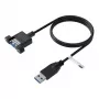EFB cable alargador USB 3.0 A-A macho a hembra para montaje en panel, 0,5m, negro