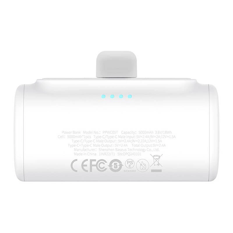 Baseus Compact batería externa 5000mAh 20W USB-C blanca