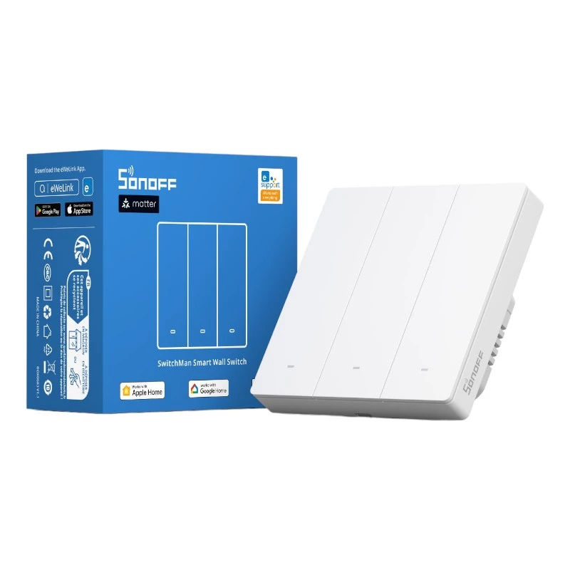 Interruptor de pared inteligente SONOFF M5-3C-86W WiFi Matter (3 canales) blanco