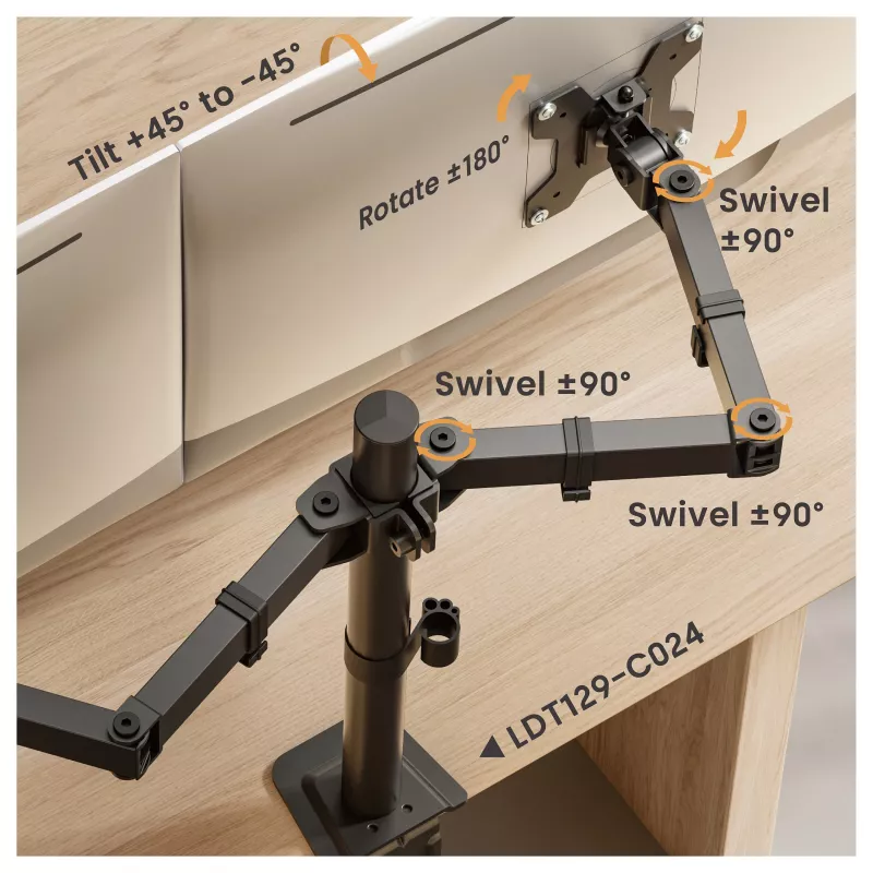 Soporte de escritorio Equip para doble monitor 17-32 pulgadas 360° articulado 10 kg negro